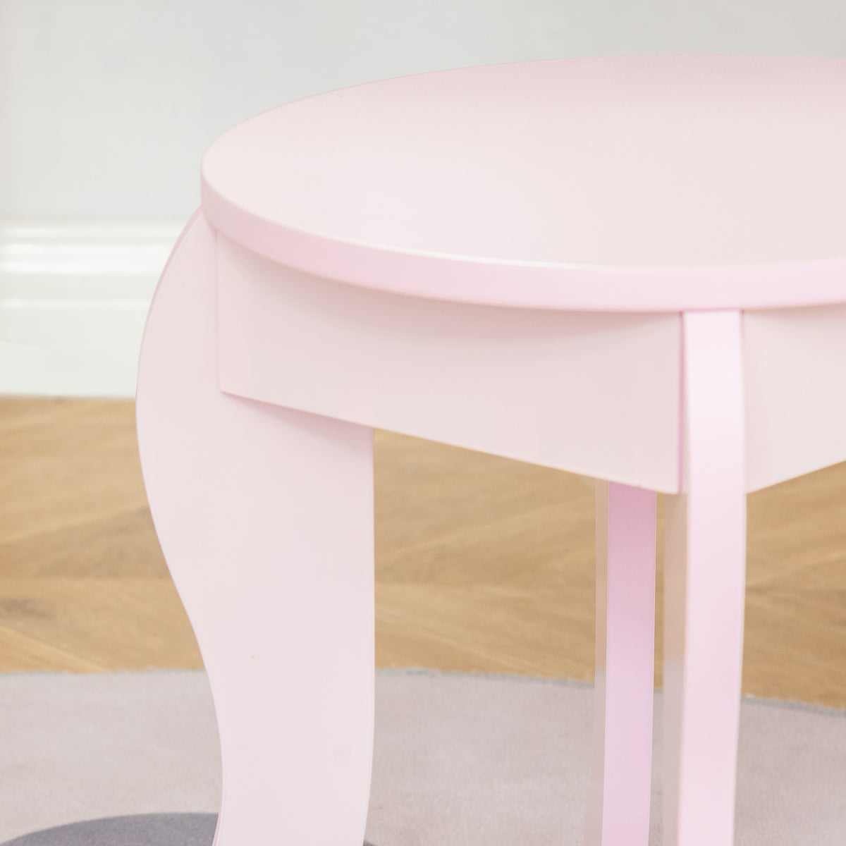 Coiffeuse Enfant Design Girly avec Motifs à Coeur - Tabouret Inclus - dim. 60L x 36l x 88H cm - tiroir, Miroir - MDF - Rose-8