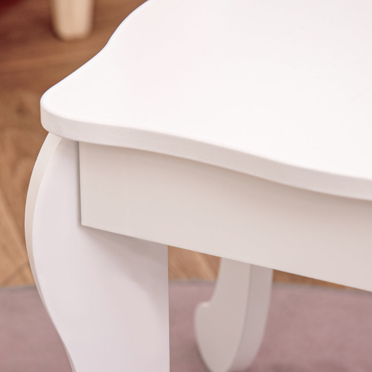 Coiffeuse Enfant avec Tabouret, Miroir triptyque et tiroir Coulissant - Coiffeuse dim. 63L x 40l x 85,5H cm-8