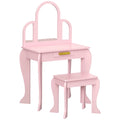Coiffeuse pour enfant avec tabouret 3 miroirs et tiroir 3 à 6 ans 52 x 32 x 85 cm rose-0