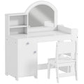 Coiffeuse pour enfants avec tabouret et miroir LED, table de maquillage pour 3 à 8 ans, 88,6 x 38,8 x 96,9 cm, blanc-0
