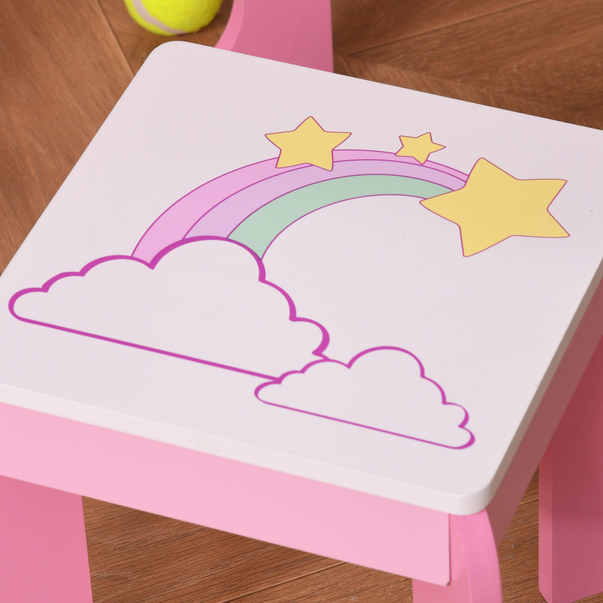Coiffeuse Enfant Design Licorne - Tabouret Inclus - dim. 49L x 34l x 90H cm - tiroir, Miroir - MDF - Rose Blanc-8