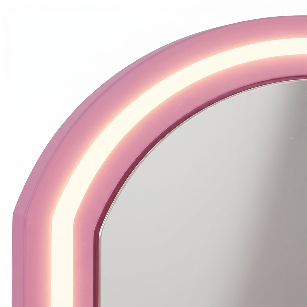 Coiffeuse pour enfants avec tabouret et miroir LED, table de maquillage pour 3 à 8 ans, 88,6 x 38,8 x 96,9 cm, rose-9